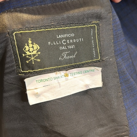 Samuelsohn for Harry Rosen Men’s 2-Button Super 130’s Wool Navy Check Blazer 44T - Picture 5 of 17